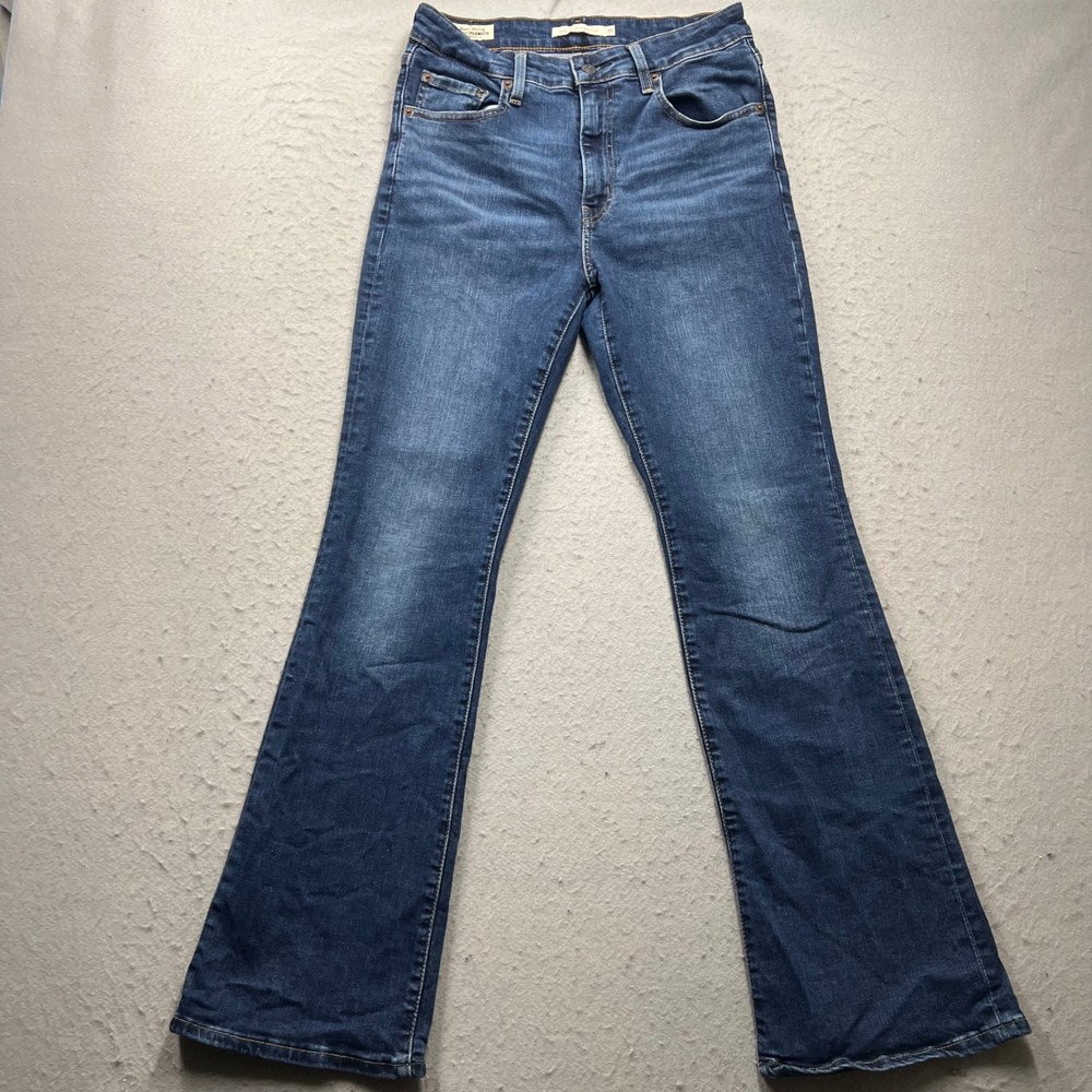 Levis Premium 725 High Rise Bootcut Jeans Dark Wash Blue Denim Womens 29x30